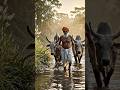 “बूढ़ा किसान और जंगल का शेर | Fearless River Crossing with a Bengal Tiger” #farmer #cow #shorts