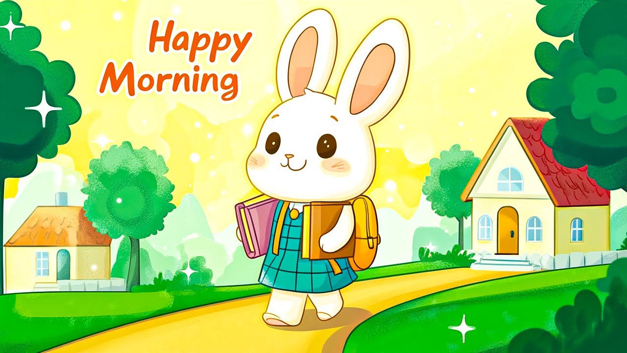 Happy Bunny School Morning 馃惏 Cute Animation for Kids | Cheerful Bunny ...