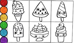 How to draw Ice Cream- Rainbow gliterry art for preschool