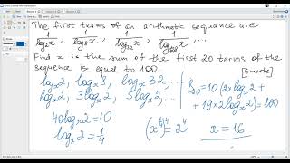 Ex. 1,2,3. IB Maths AA HL; SL-challenging. Arithmetic sequences (with logs, not multiples of 3).