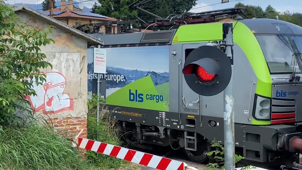 SPETTACOLO!!! il BESTIONE che corre su BINARI di MONVALLE!! al PASSAGGIO A LIVELLO un SUPER TRANSITO