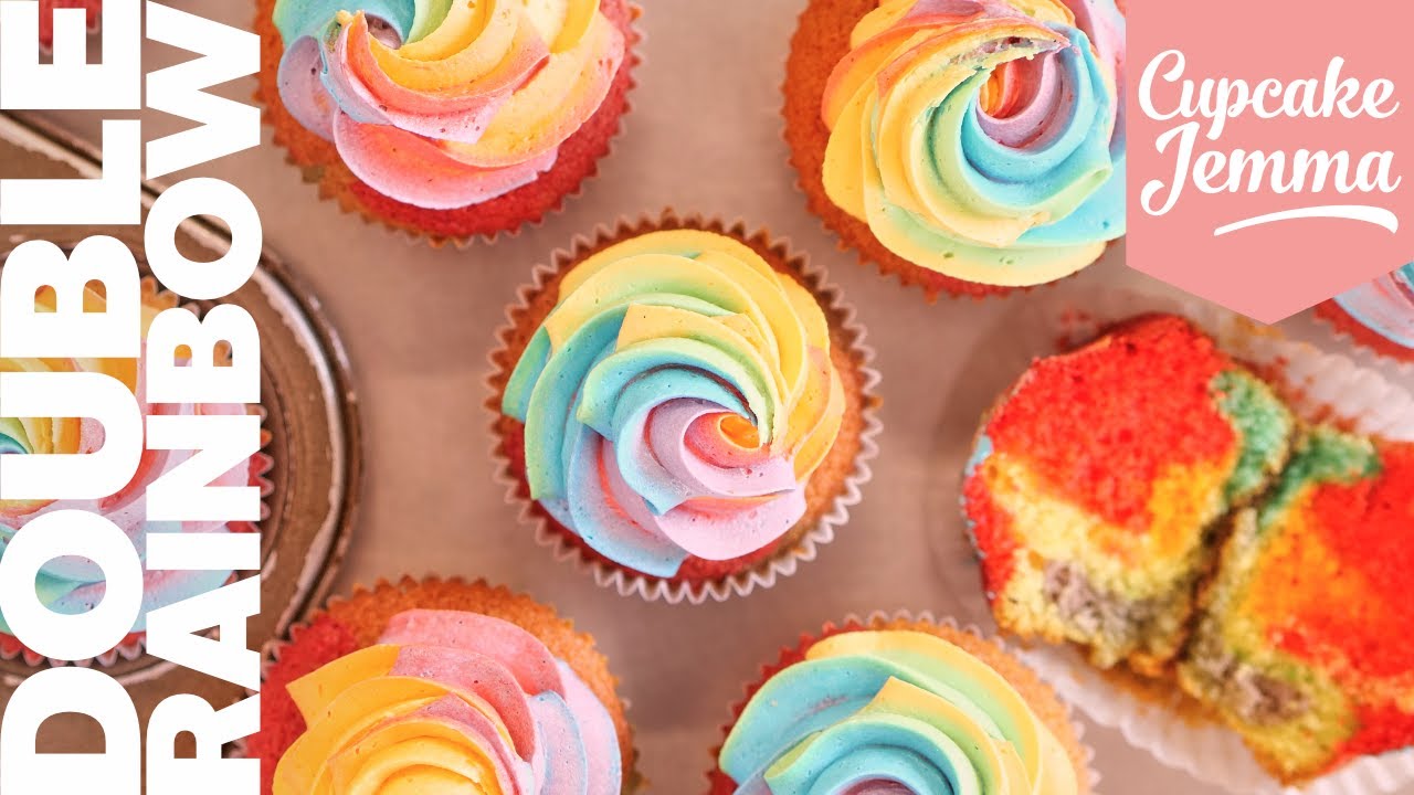 Double Rainbow Cupcakes  Bake with Sally  Cupcake Jemma