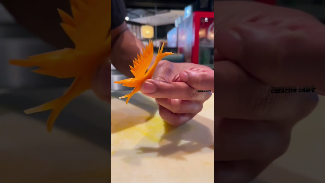 How to make a beautiful carrot garnish | Bird & flower carving from carrot || 