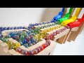 マーブルランレースASMR☆小さなくねくねくねくねカラフルトンネルとカタカタレールといつものHABAスロープ【AMSR best marble runs】