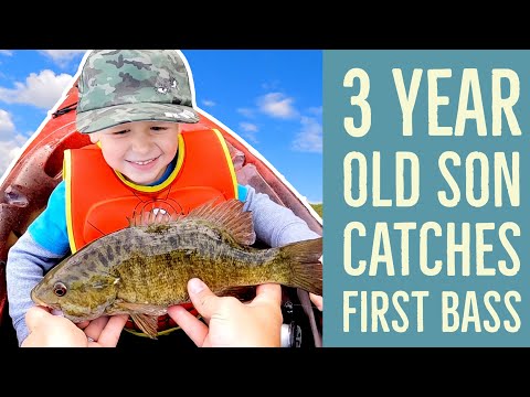 My 3 year old son catches first bass 