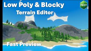 Low poly Terrain Editing Preview - Facet: Low Poly & Blocky Terrain Editor - Unity