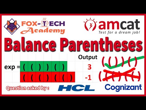 AMCAT balance parentheses problem solution || Java || AMCAT || Coding questions || Fox Tech Academy