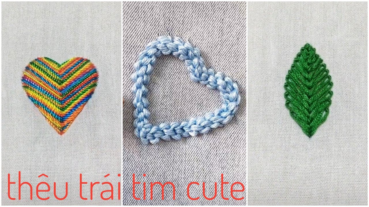 Thêu hình trái tim vá vết rách cực đẹp, thêu hình cute | H Simple ...