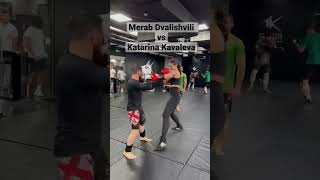 UFC bantamweight Merab Dvalishvili’s friendly sparring with kickboxing champion Katarina Kavaleva