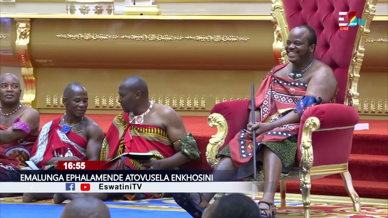 Lobamba MP Hon. Michael Masilela addressing their Majesties during the courtesy call.
