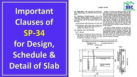 Important Clauses of SP-34 for Design, Schedule & Detail of Slab