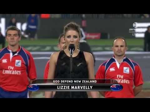 Lizzie Marvelly - New Zealand National Anthem, NZ v Eng June 7, 2014