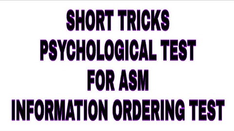RRB NTPC PSYCHO / APTITUDE TEST For ASM | TRICKS TO SOLVE in LESS TIME | Information Ordering Test |