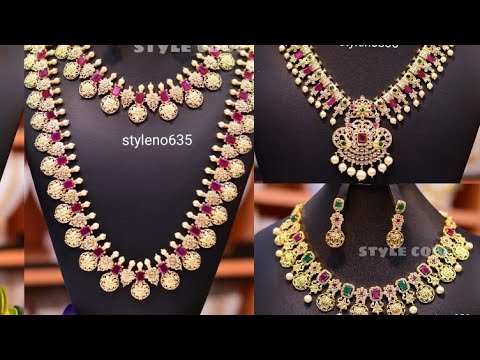 Latest 1gram Gold Ad Ruby Emerald Ramparivar Necklace And Haram Combo Designs Trending Collections Youtube
