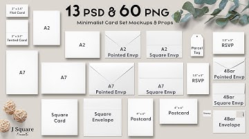 How to use these PNG template to mockup designs in Canva: 16 Flat Lay Invitation Card Set MockUps