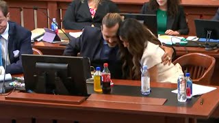 Johnny Depp hugs Camille after her Final Speech to the Jury