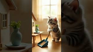 Little Cat Ready To Clean House