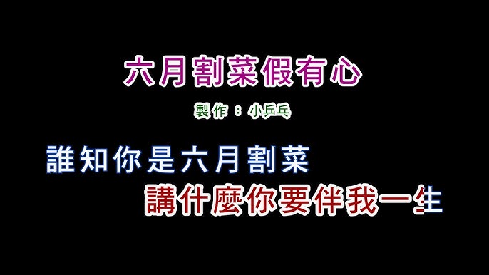 (伴奏版)黃乙玲-六月割菜假有心(DIY卡拉OK字幕)