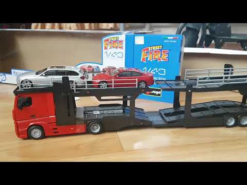 diecast,-unboxing-mercedes-actros-car-transporter-1:43.-Автомодели,-Обзор