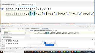 Producto escalar de 2 vectores Python Programación 2 TIC ESO Bachillerato IES Monterroso