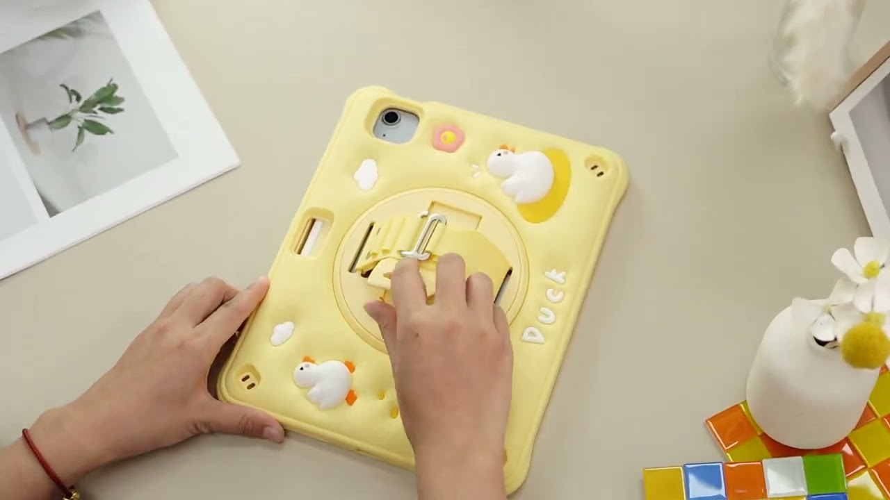 Duck Rotation Kickstand Silicone Hybrid PC Tablet Case