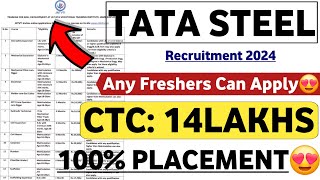 TATA STEEL PLANT RECRUITMENT 2024 | DIRECT SELECTION | 100% JOB PLACEMENT