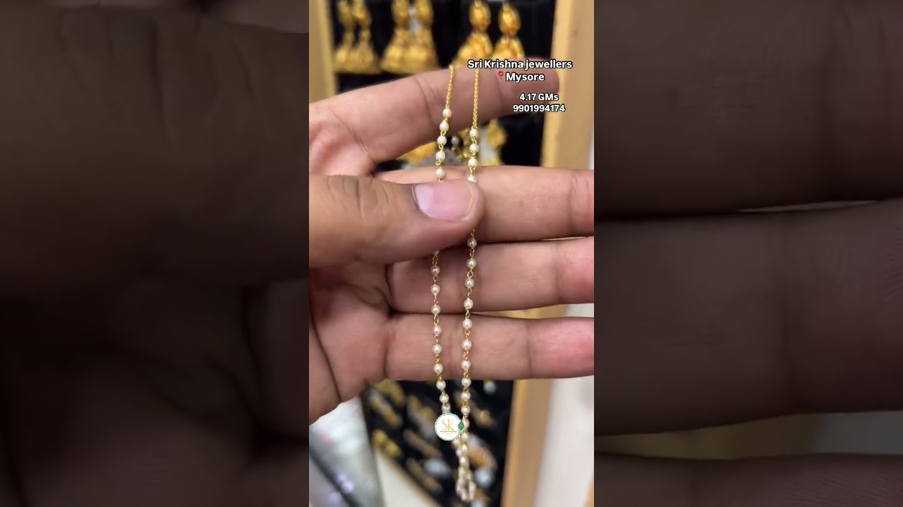 very lightweight and beautiful pearl neck chain design start from only 4 grams gold jewellery