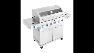 Monument Grills ClearView 6-Burner Propane Gas Grill with Smoke Box, Sear and Side Burners - 77352MB