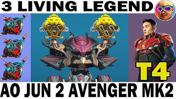 AO JUN 2 AVENGER MK2 + 3 OVERDRIVE UNIT 6 LVL =  3 LIVING LEGEND WAR ROBOTS YANG LEE 70 LVL T4
