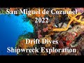Scuba diving at san miguel de cozumel 2022 with the cozumel dive academy drift dives  a shipwreck