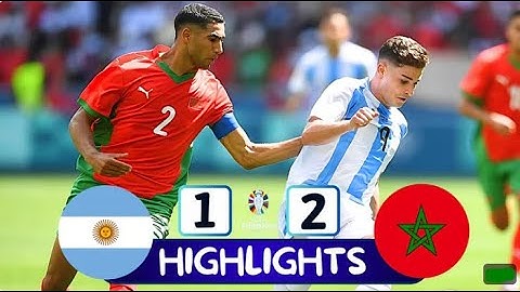Olympics 2024 Men's Football Argentina 1 vs 2 Morocco Group B (FullTime Game Highlights)