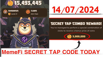 Memefi Secret Reward Combo Today /14/07/2024| Memefi 2,000,000 Coins Code