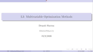 Chapter 3: Multivariable Optimization Methods (Gradient-based Methods: Part 2, 2 lectures)