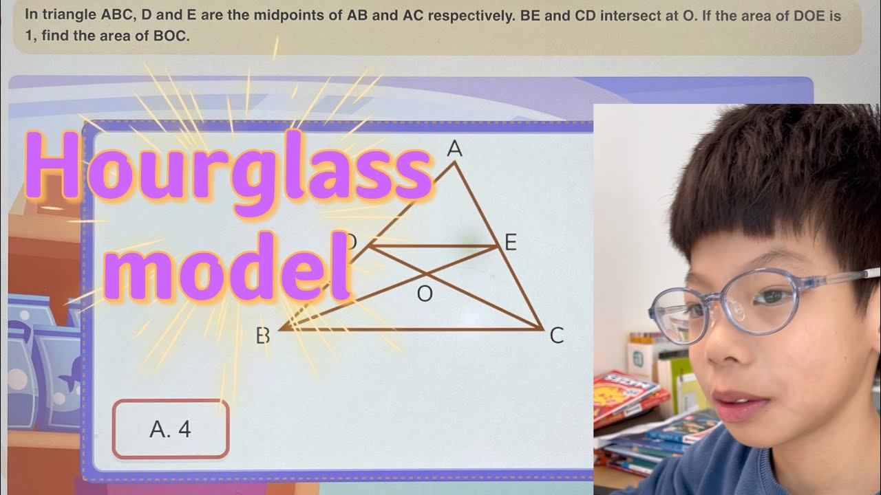 How to use hourglass model to find the area of triangle ? 