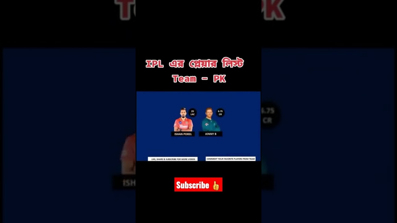 Ipl player list Team-PK.