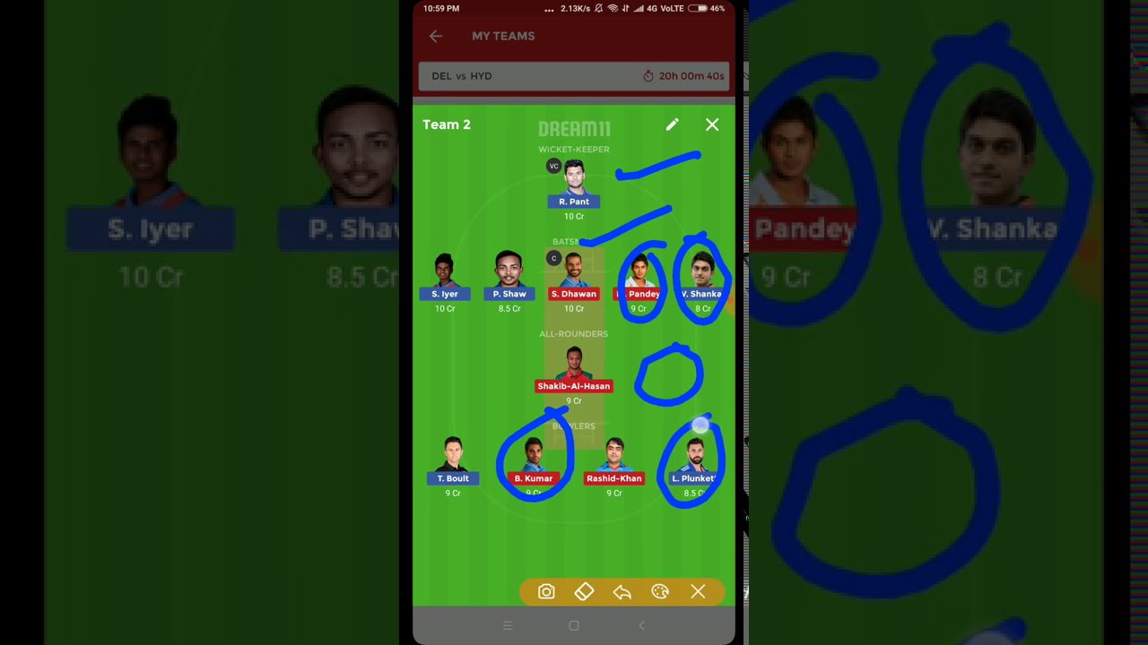 SRH VS DD IPL 42nd Match Playing11 Dream11 Team   Hyderabad Vs Delhi   FANTASY GURU