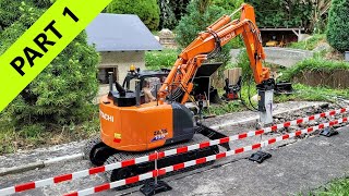 Road reconstruction, RC Excavator Hitachi ZX135US, Truck Scania 10x8 multilift, PART 1