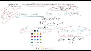 Calculus I- Local Extrema using Second derivative test