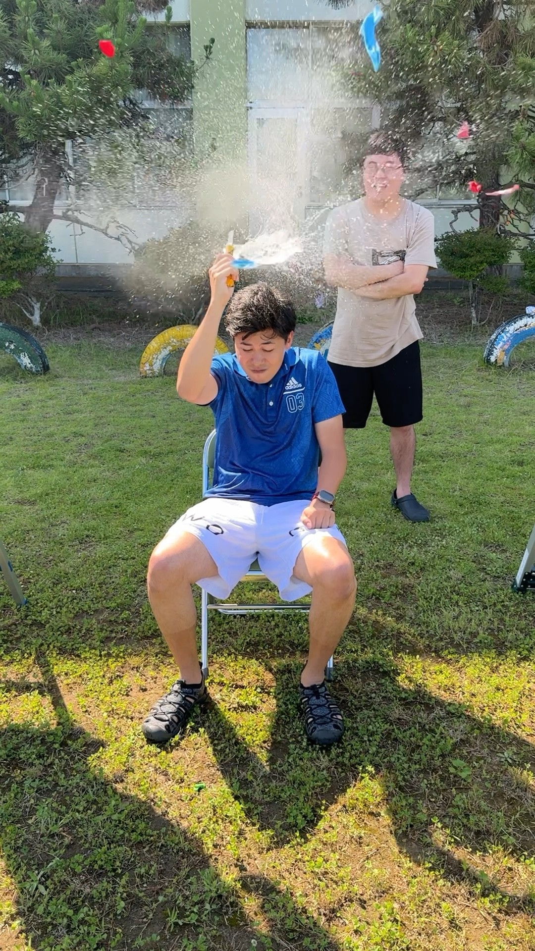 You absolutely must not pop the giant water balloon above your head! #shorts
