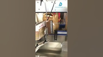 Double side front back 2 side automatic flat big label stick labeling machine automatic video