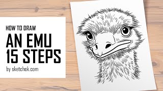 Emu Head Drawing Tutorial – 3/4 Perspective