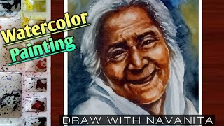 How to draw and paint watercolor Portrait / Watercolor painting/Portrait painting/Old woman drawing screenshot 4