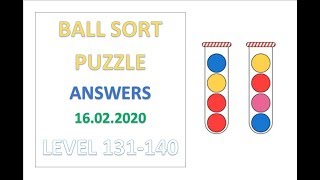 Ball Sort Puzzle Answers Level 131 132 133 134 135 136 137 138 139 140 Solutions Walkthrough