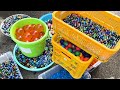 Marble run ASMR ☆ handmade wooden waterslide & aerial long transparent pipe slider