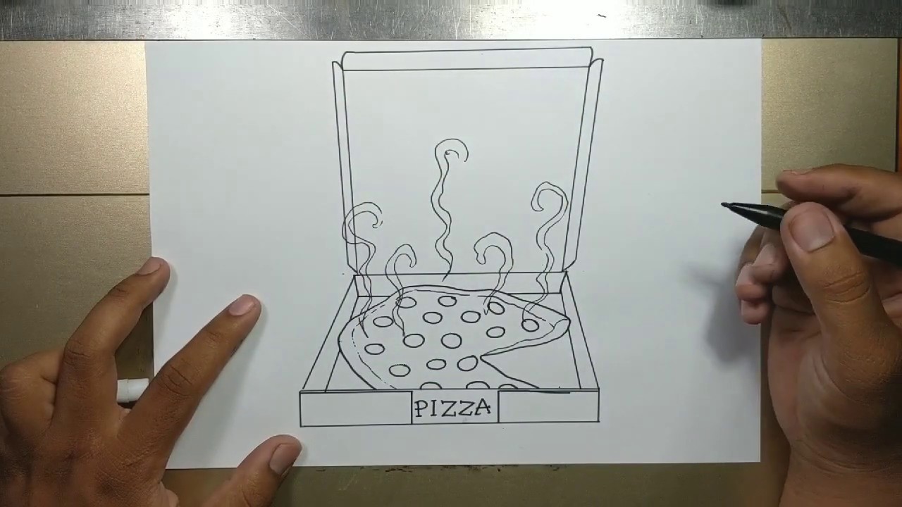 How to draw PIZZA in Box - YouTube