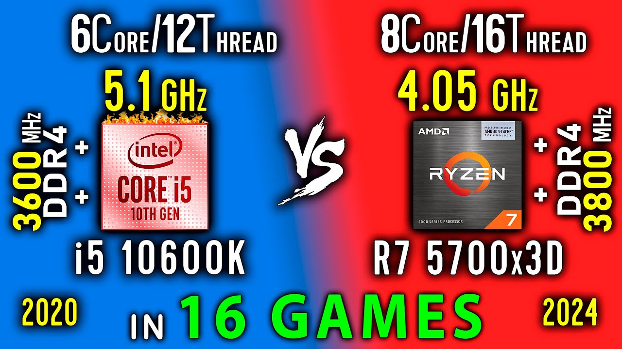 i5 10600K OC vs Ryzen 7 5700x3D Test in 16 Games or i5 10600K vs