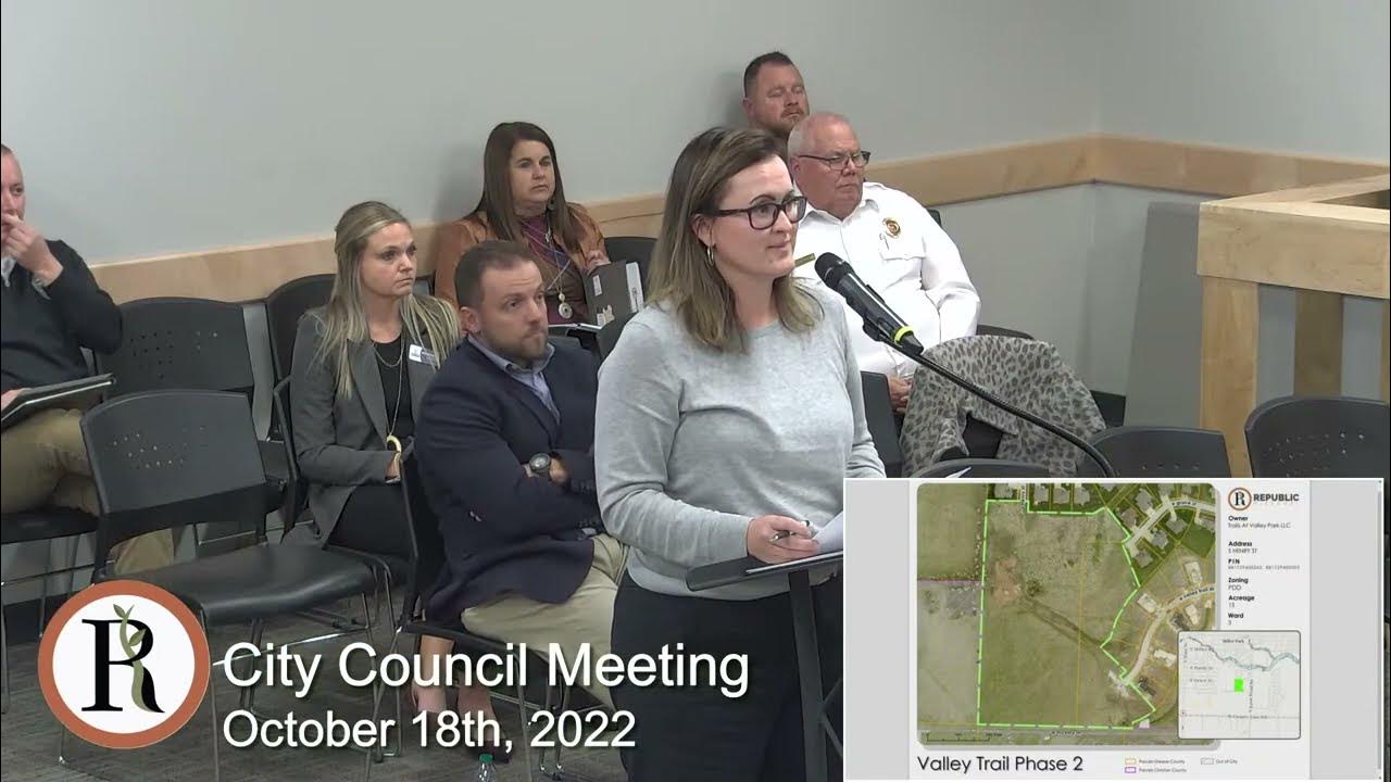 City of Republic, MO City Council Meeting October 18th, 2022 YouTube