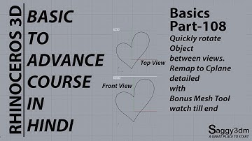 Rhino Basics in Hindi - 108 Quickly change plane of object with remap to cplan