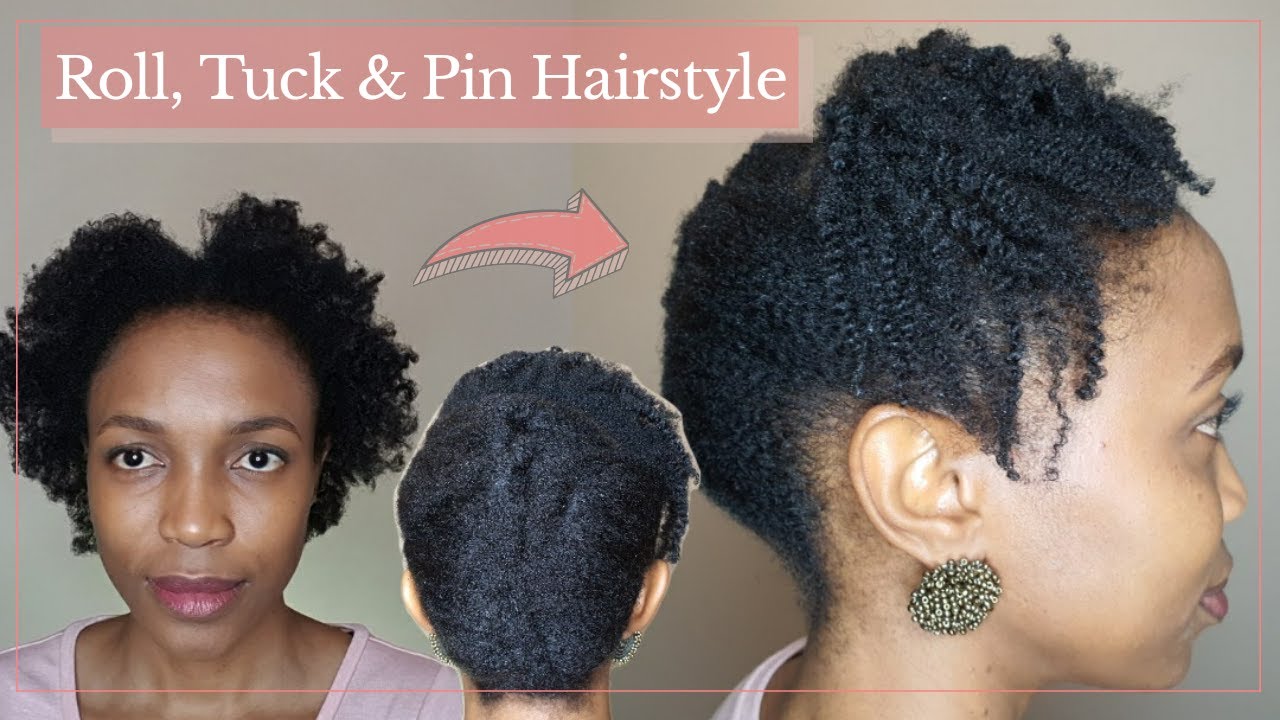 Roll Tuck and Pin with a Twist Out on Short 4c Natural Hair Easy