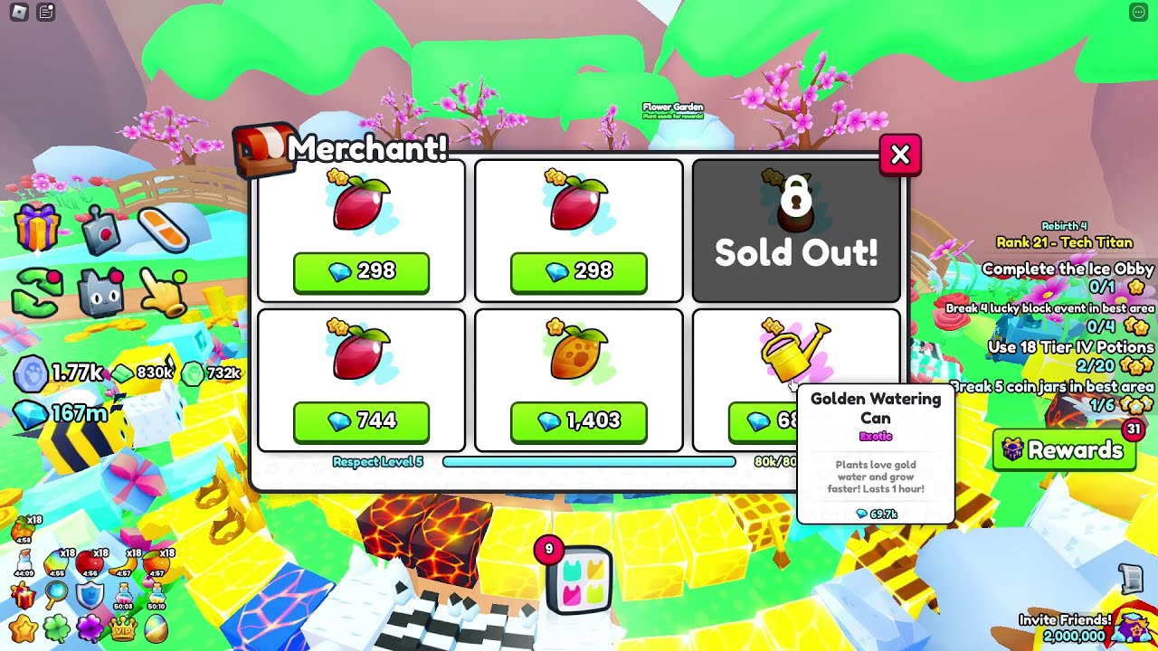 Getting 3 Golden Watering Cans from Garden Merchant in Pet Simulator 99 ...